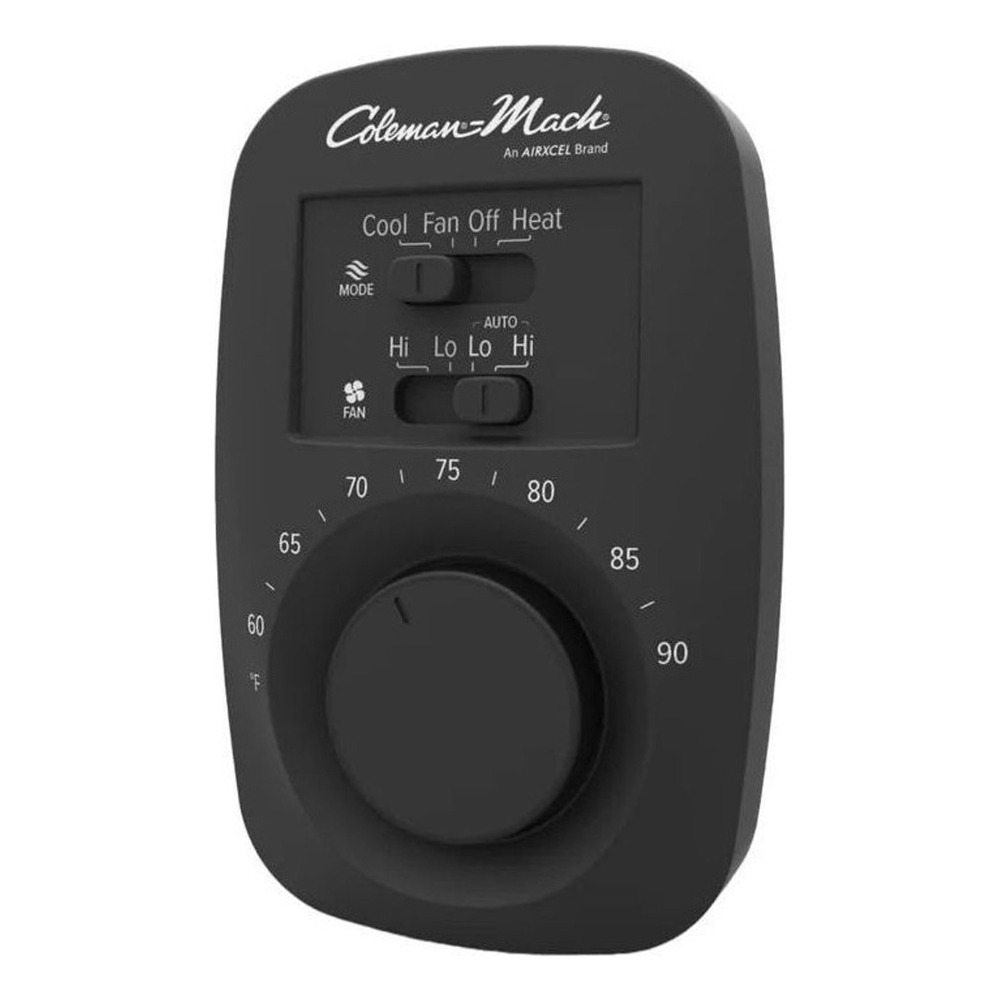 Coleman-Mach RV Analog Thermostat Black Heat/Cool Wall Control